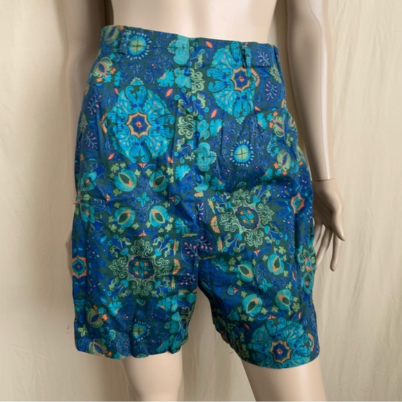Vintage Pants - Super cute vintage 60s high rise mod floral tile pattern summer shorts